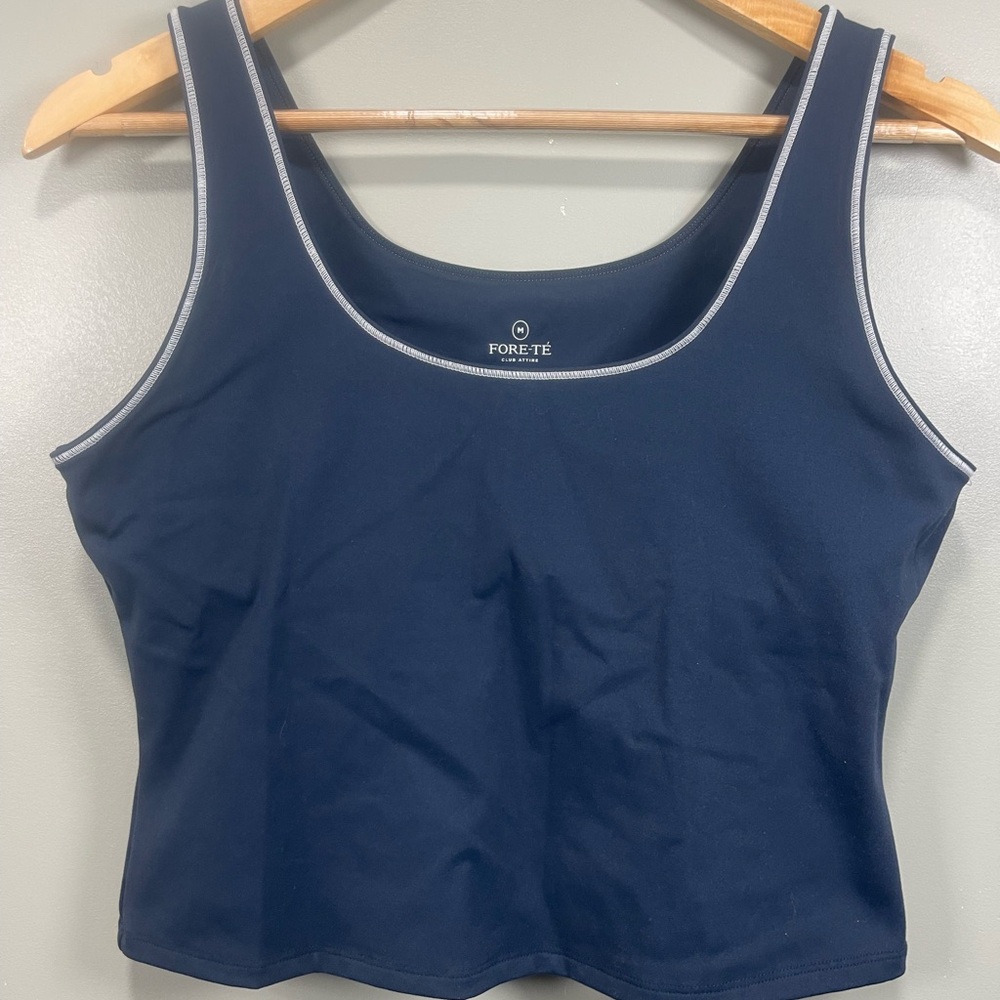 Fore-Té Navy Blue Workout Top Club Attire - Picture 3 of 7